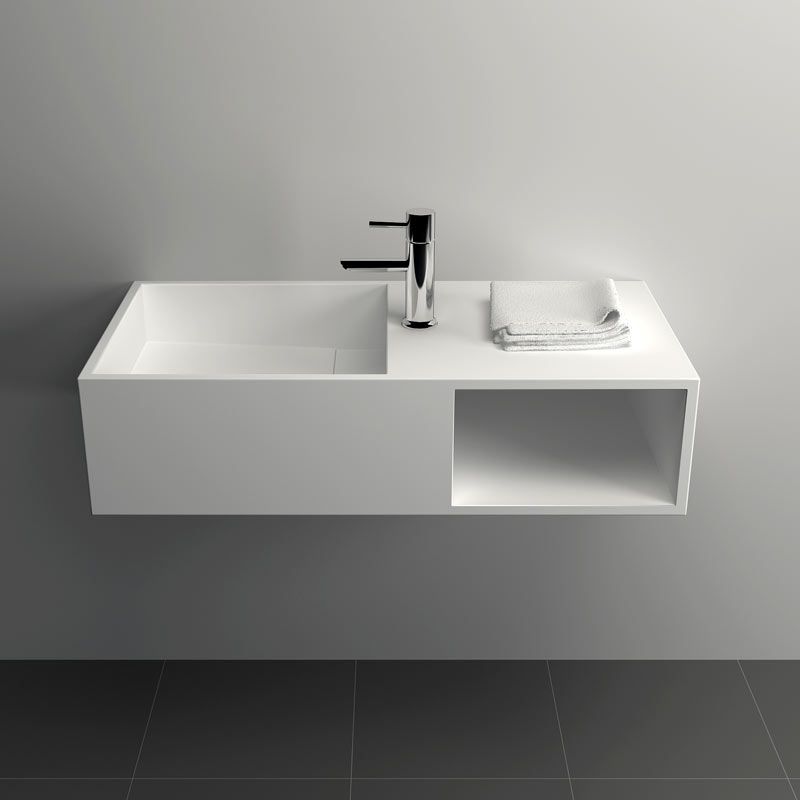 Meuble salle de bain suspendu Mineral 80x40 cm, matière composite