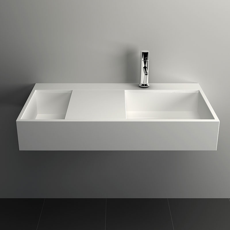 Lavabo suspendu 80 x 45 cm, matière composite, Mineral