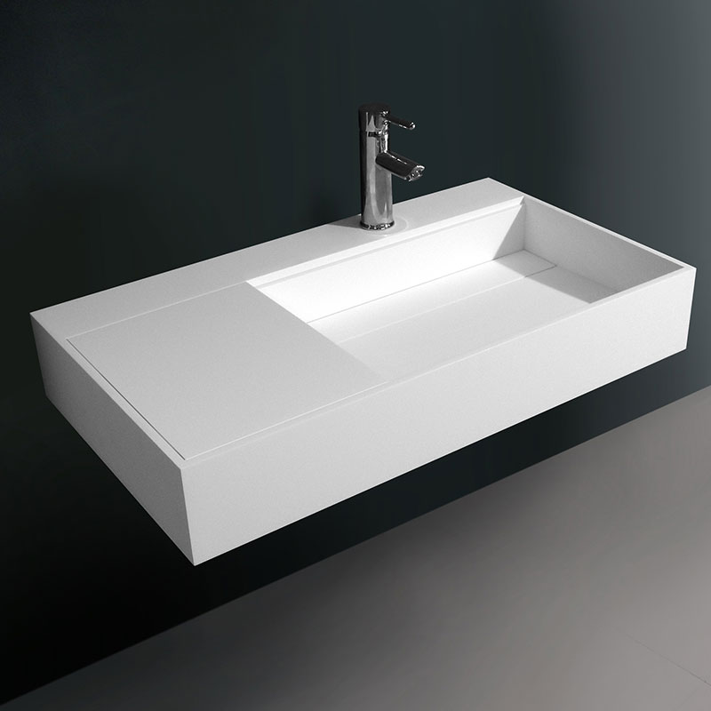 Lavabo suspendu 80 x 45 cm, matière composite, Mineral