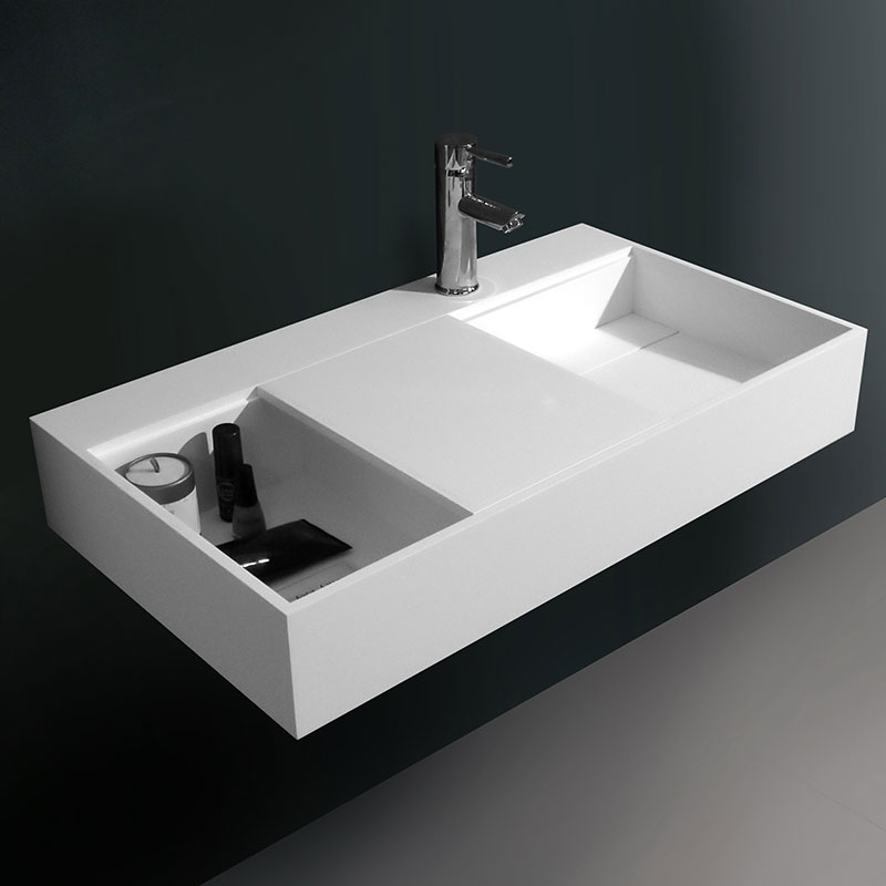 Lavabo suspendu 80 x 45 cm, matière composite, Mineral
