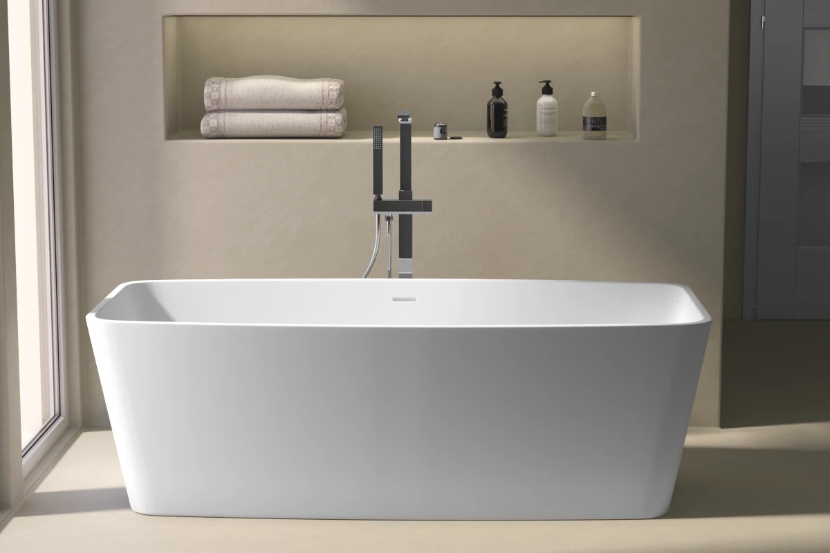 Baignoire îlot rectangulaire, 170x78 cm, résine minérale, Squared