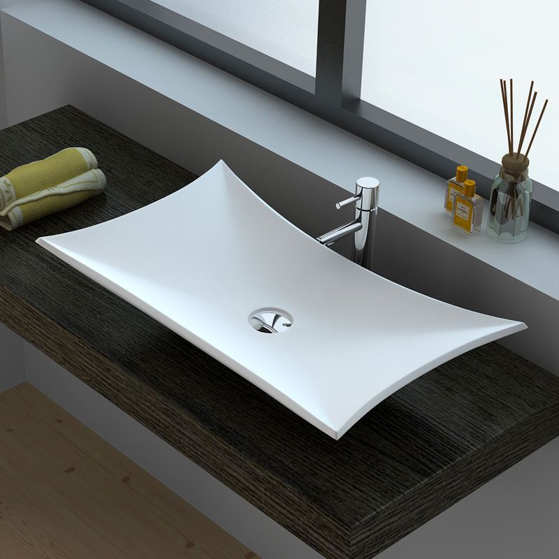 Vasque à poser matière composite, 64x38 cm, Minéral