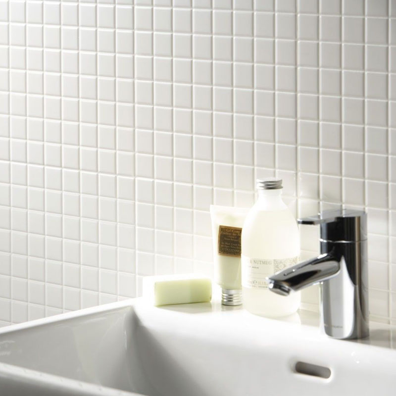 Mosaïque verre recyclé blanche, 31x31 cm, Nordic white matt