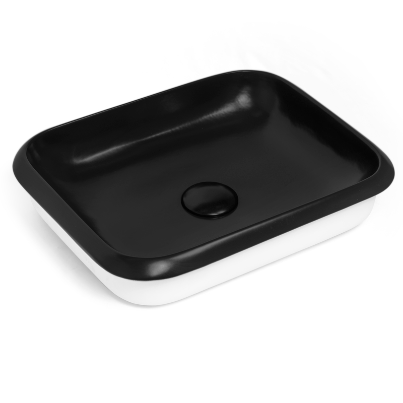 Vasque à encastrer par dessus 53x42 cm rectangulaire céramique noir mat, Aline