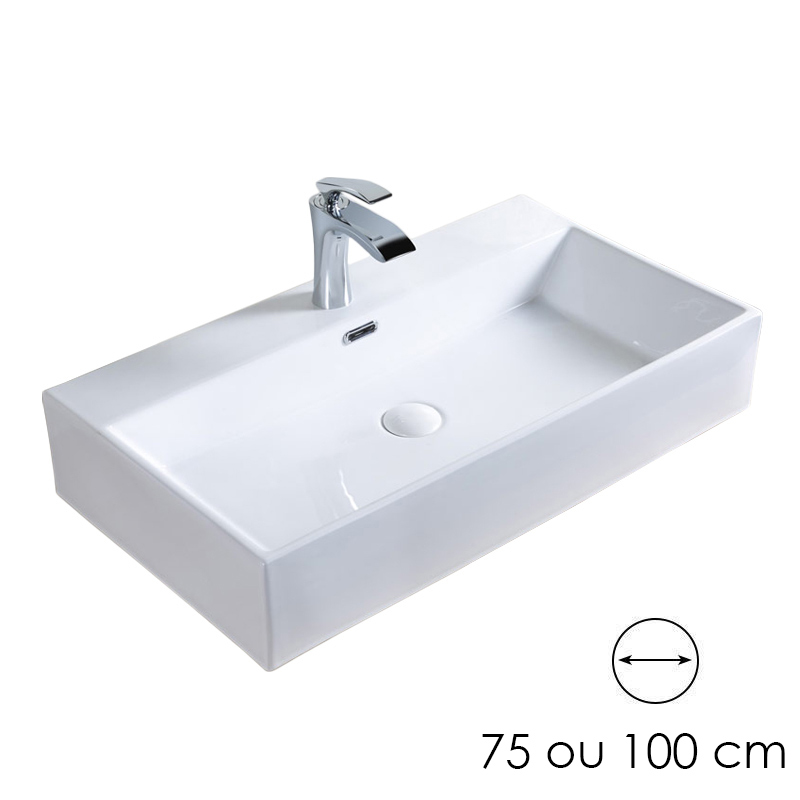 Vasque Rectangle avec plage Plage, Blanc, Art