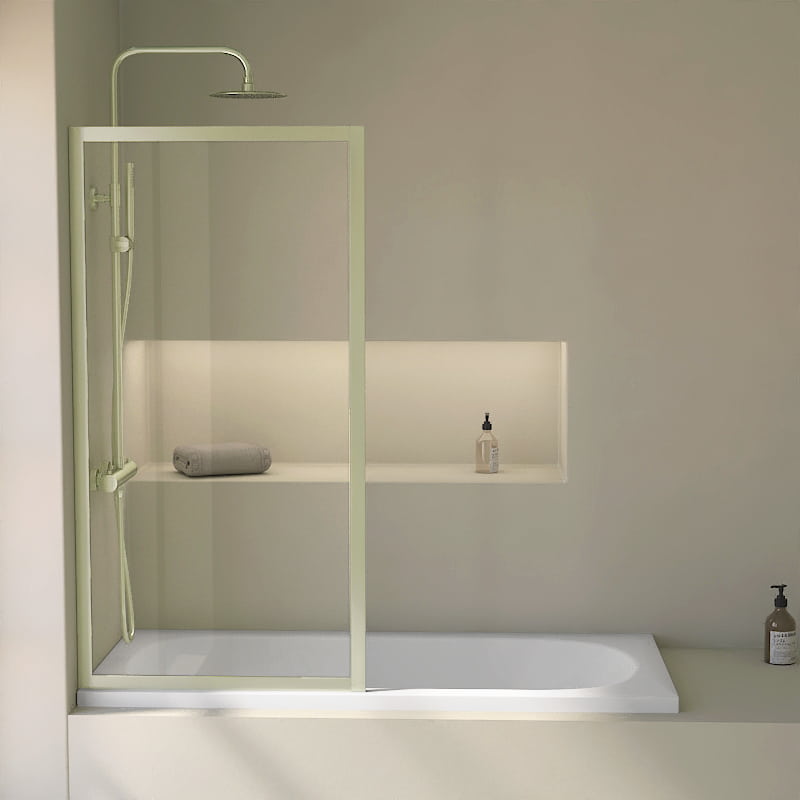 Pare-baignoire fixe 70x140 cm, profilé doré brossé, Indus