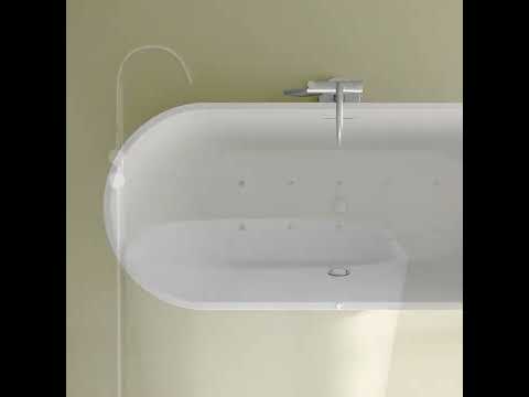 Baignoire îlot, Balnéo Mat, 170x75x60 cm, Balnéo Air + LED, Résia