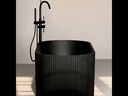 Baignoire Ilot Cannelé, 170x80 cm, LED, Acrylique Noir Mat, Caldera
