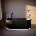 Baignoire Ilot Cannelé, 170x80 cm, LED, Acrylique Noir Mat, Caldera