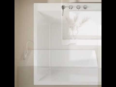 Baignoire îlot carrée blanc brillant, 120x120 cm,Tetra