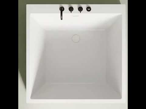Baignoire îlot carrée blanc mat, 120x120 cm, Tetra