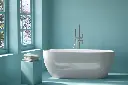 Baignoire îlot ovale, 130 à 180cm, acrylique, bonde blanche et vidage inclus, Calipso
