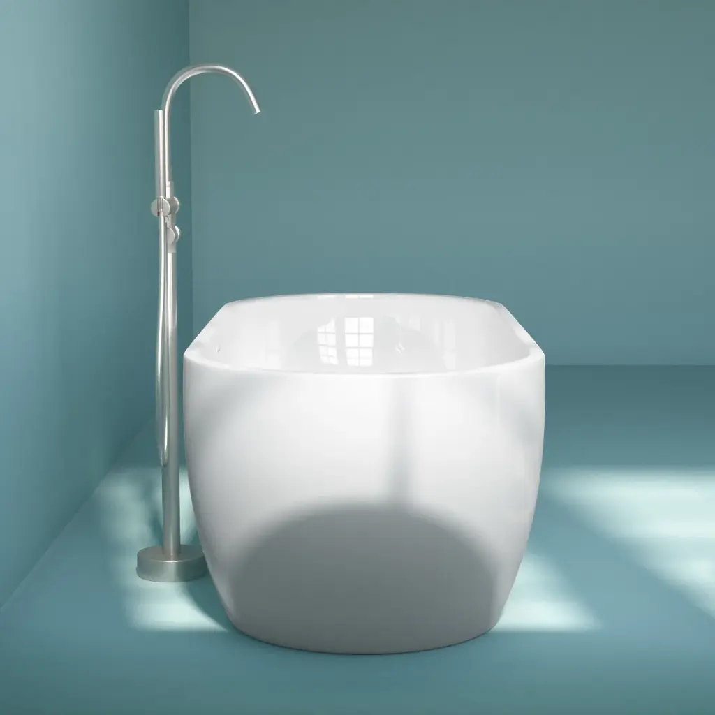 Baignoire îlot ovale, 130 à 180cm, acrylique, bonde blanche et vidage inclus, Calipso