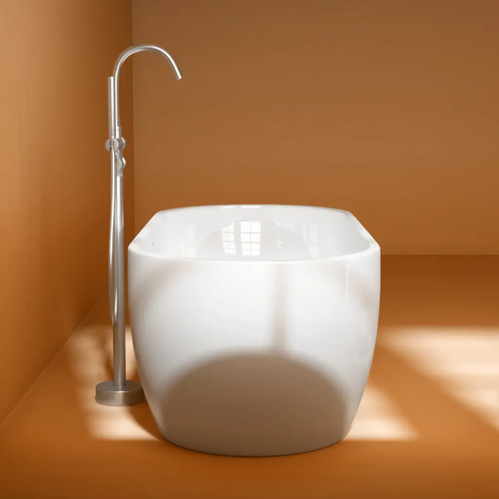 Baignoire îlot ovale, 130 à 180cm, acrylique, bonde blanche et vidage inclus, Calipso