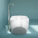 Baignoire îlot ovale, 130 à 180cm, acrylique, bonde blanche et vidage inclus, Calipso