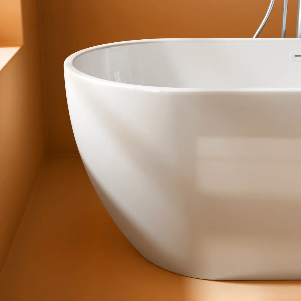 Baignoire îlot ovale, 130 à 180cm, acrylique, bonde blanche et vidage inclus, Calipso