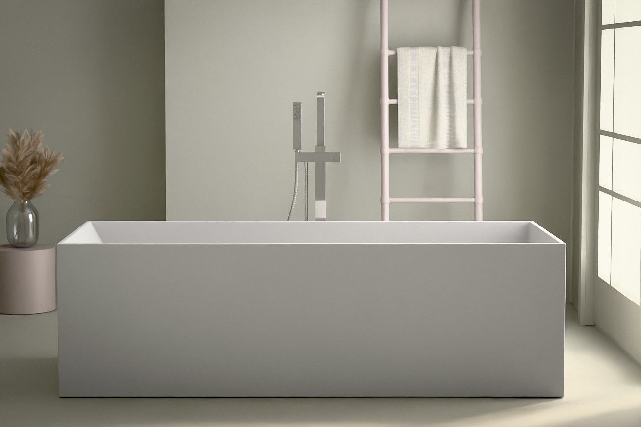 Baignoire îlot rectangulaire,180x76 cm, résine minérale, Mineral