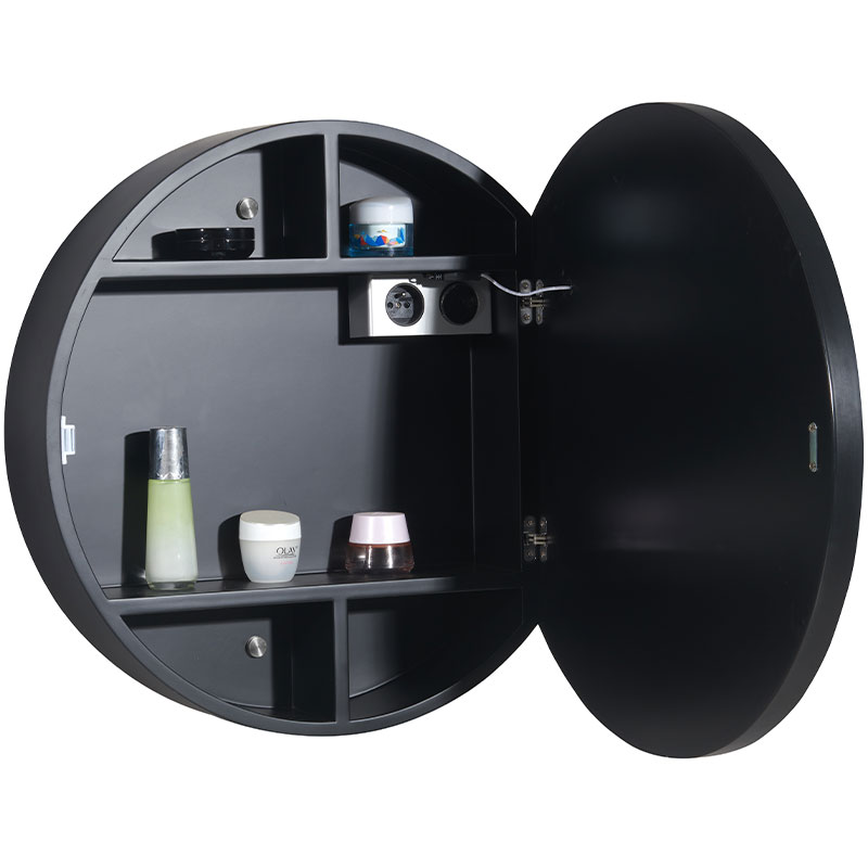 Armoire de toilette Ø60 cm, noir mat, Géode