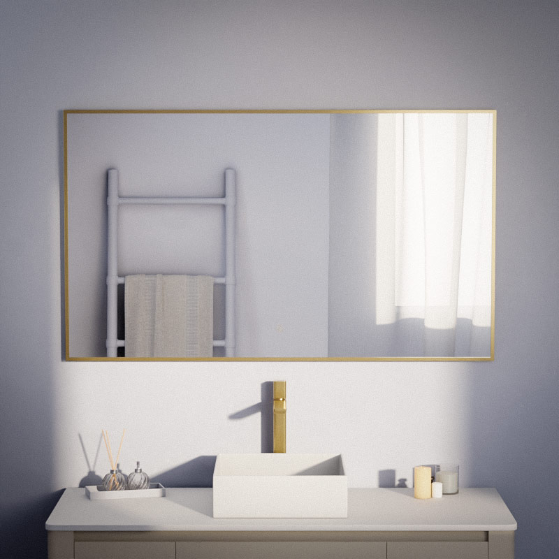 Miroir 120x70 cm rectangulaire, antibuée, cadre doré brossé, Châtelet