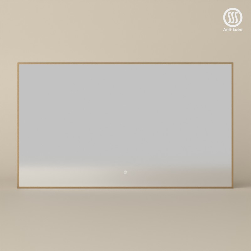 Miroir 120x70 cm rectangulaire, antibuée, cadre doré brossé, Châtelet