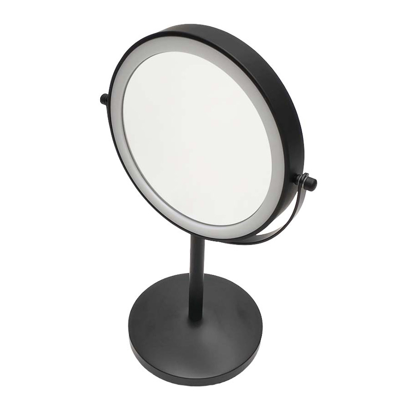 Miroir cosmétique grossissant  5X + Led, Noir mat, Elvire