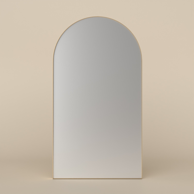 Miroir demi lune l.55 x H.100 cm en métal doré mat, Frame
