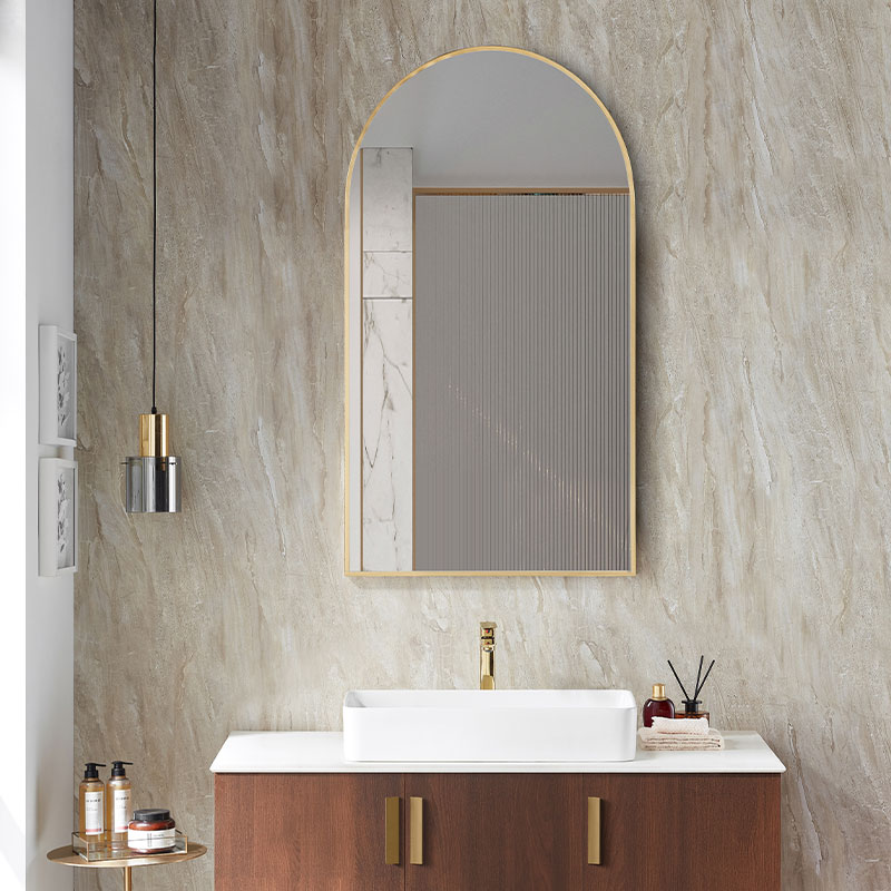 Miroir demi lune l.55 x H.100 cm en métal doré mat, Frame