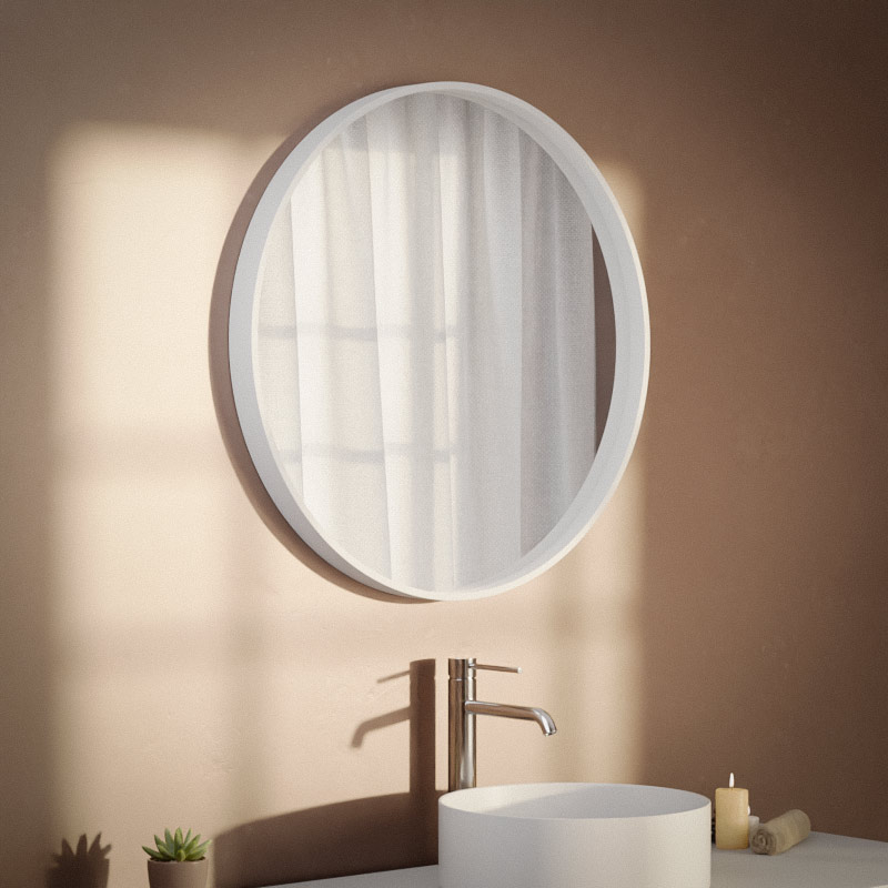 Miroir minéral , Ø70 cm, matière composite minérale, Rond