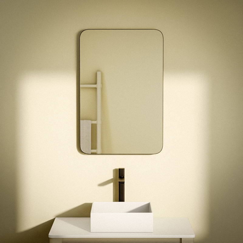 Miroir rectangulaire l.50 x H.75 cm en métal noir mat, Frame