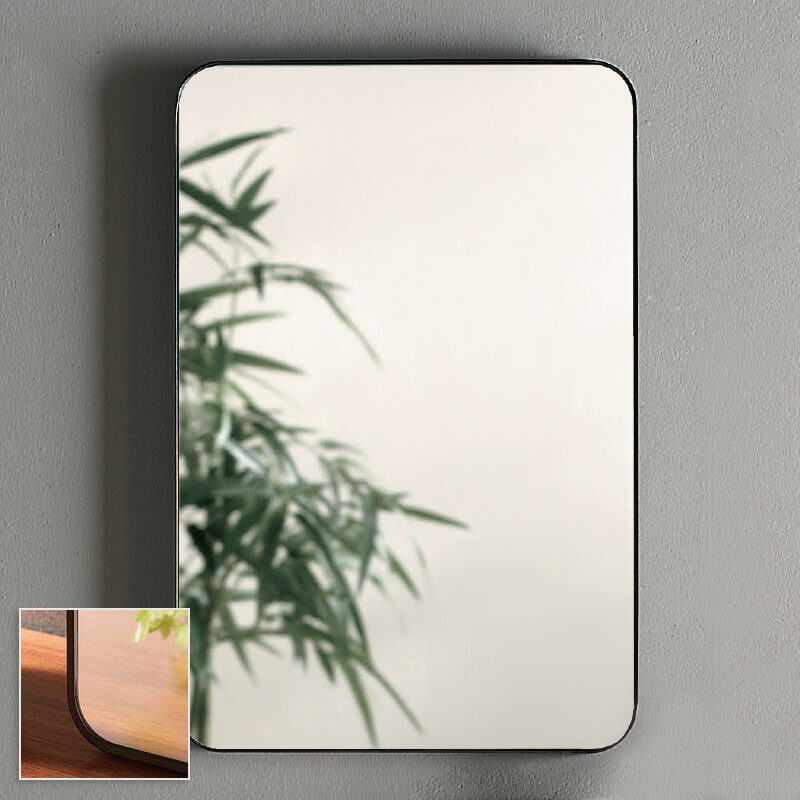 Miroir rectangulaire l.50 x H.75 cm en métal noir mat, Frame