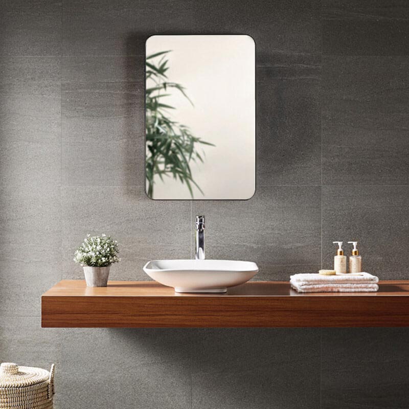 Miroir rectangulaire l.50 x H.75 cm en métal noir mat, Frame