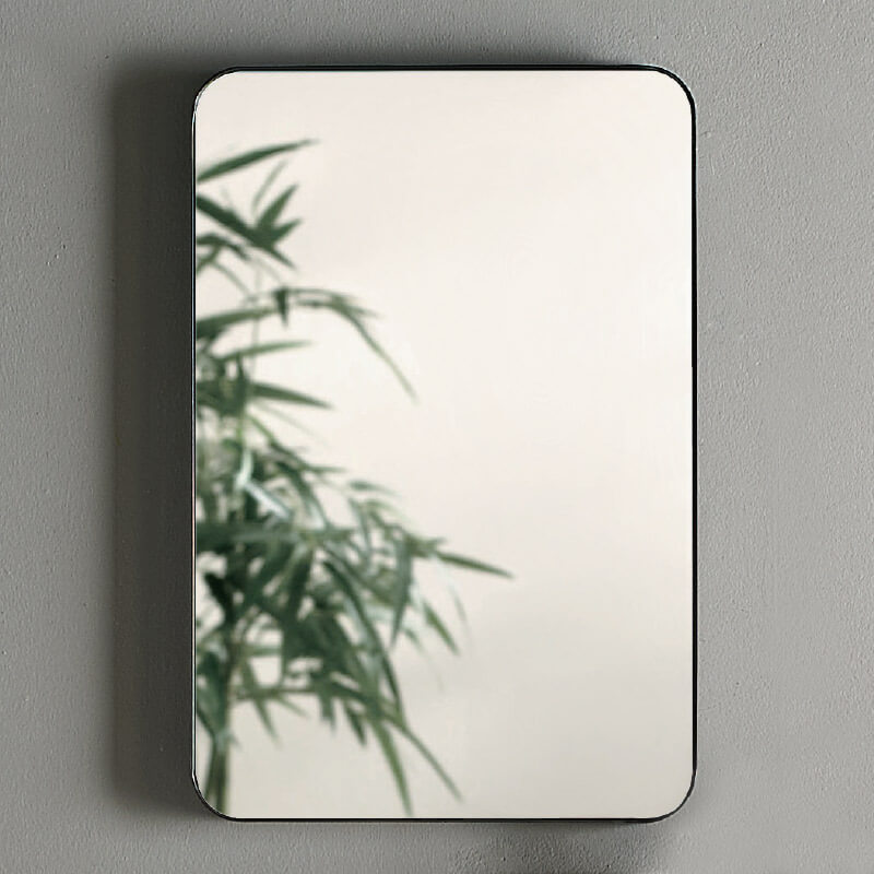 Miroir rectangulaire l.50 x H.75 cm en métal noir mat, Frame