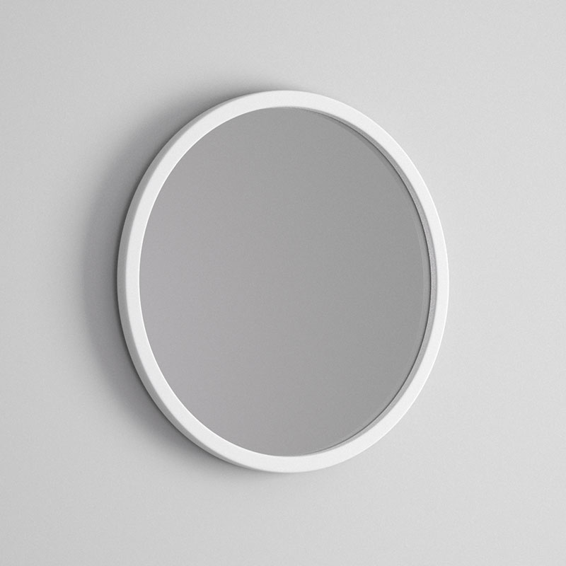 Miroir rond Ø50 cm avec cadre laqué blanc mat, Leyte