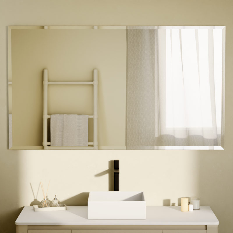 Miroir salle de bain 140x80 cm, biseauté, Reflect