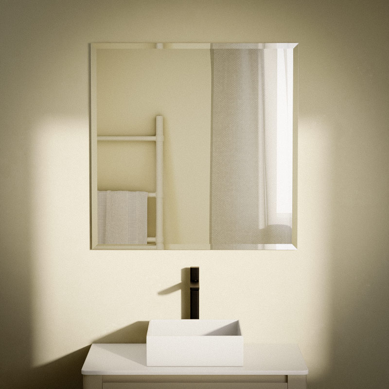 Miroir salle de bain 80x80 cm, biseauté, Reflect