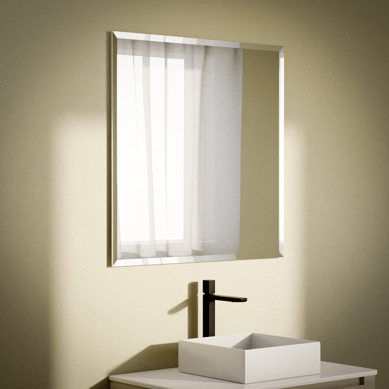 Miroir salle de bain 80x80 cm, biseauté, Reflect