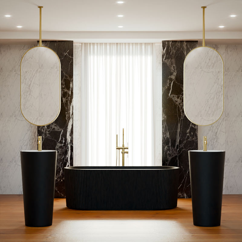Miroir suspendu Doré brossé 50X100, Châtelet