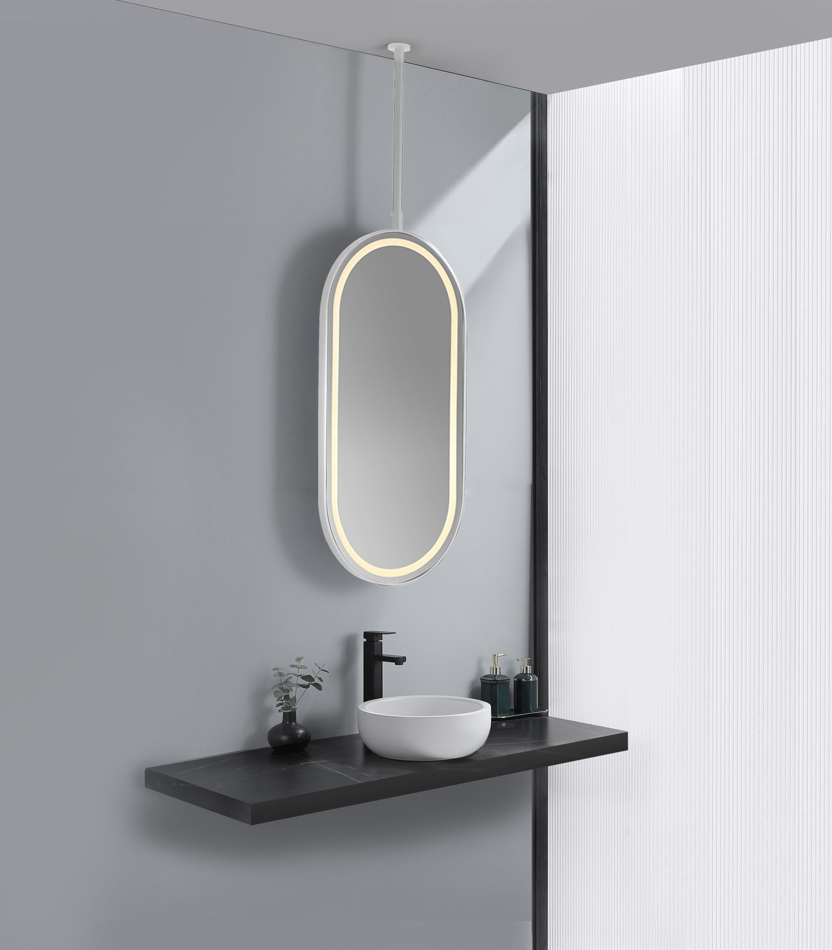 Miroir suspendu Led, Inox brossé 50X100, Châtelet
