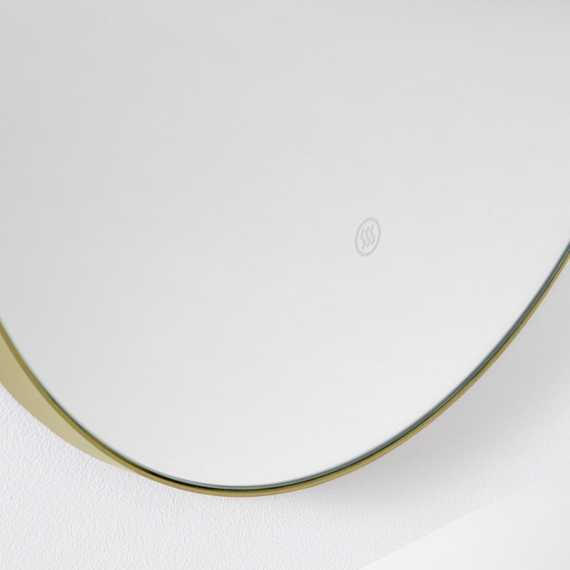 Miroir Ø50 cm rond, antibuée, cadre doré brossé, Châtelet