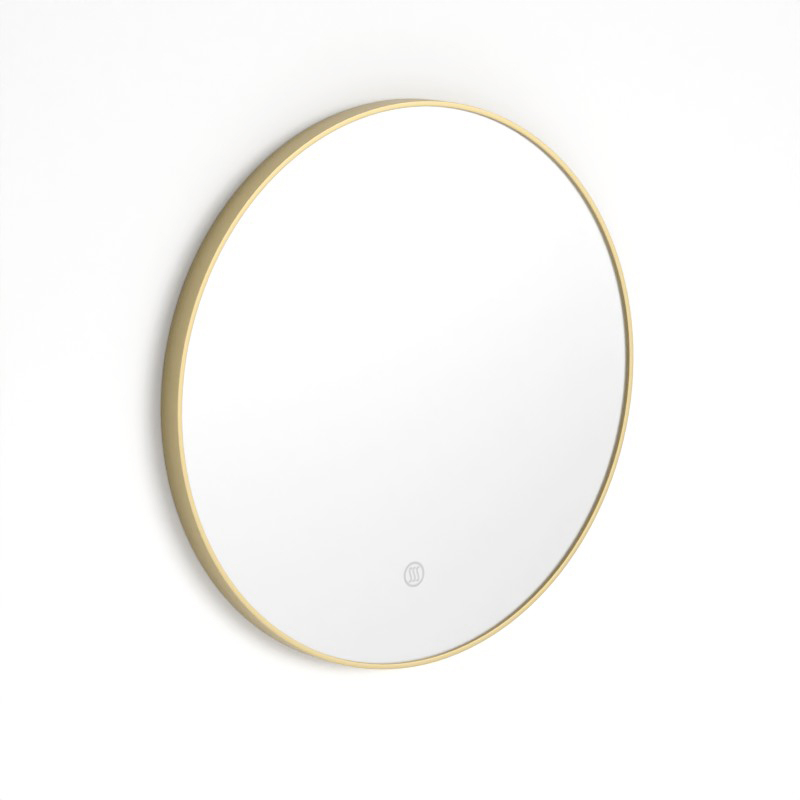 Miroir Ø50 cm rond, antibuée, cadre doré brossé, Châtelet