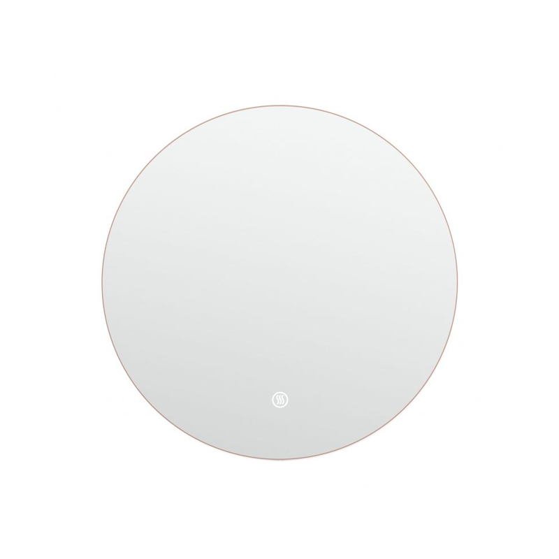Miroir Ø50 cm rond, antibuée, cadre doré rose brossé, Châtelet