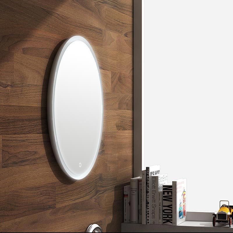 Miroir Ø70 cm Led minéral, matière composite minérale, Plate