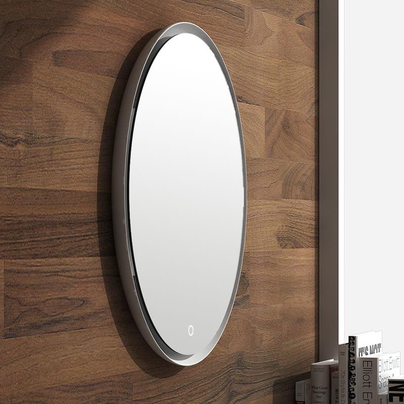 Miroir Ø70 cm Led minéral, matière composite minérale, Plate