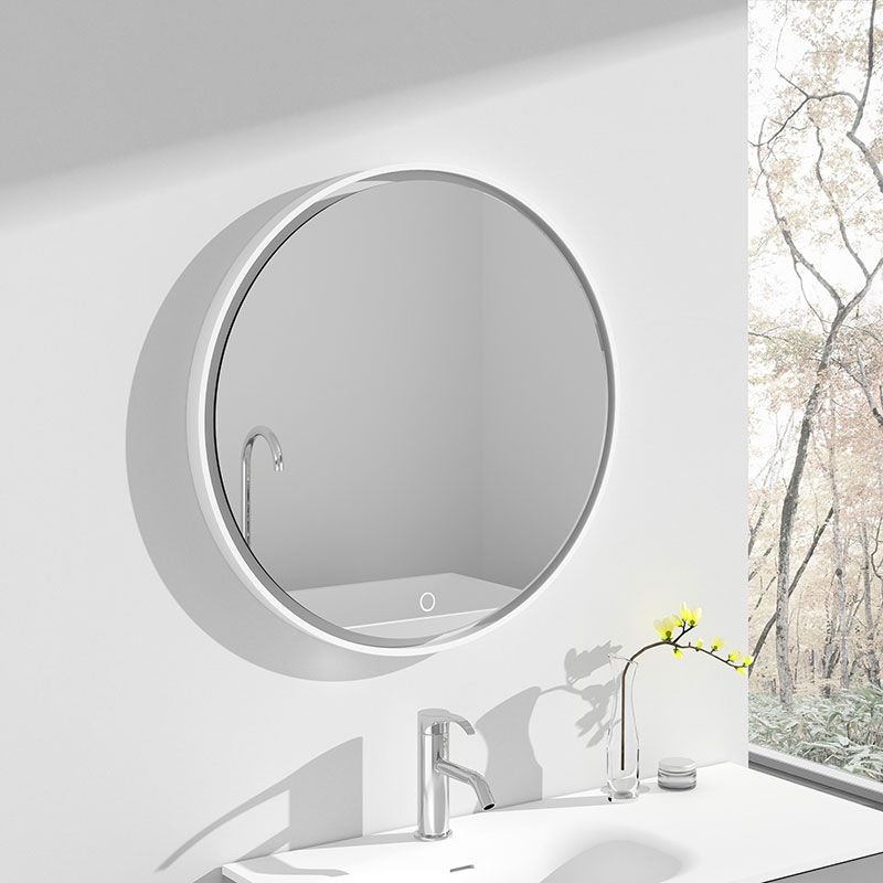 Miroir Ø70 cm Led minéral, matière composite minérale, Rond Plat