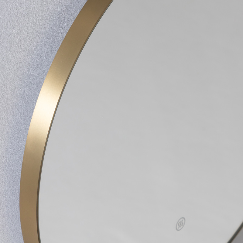Miroir Ø80 cm rond, antibuée, cadre doré brossé, Châtelet