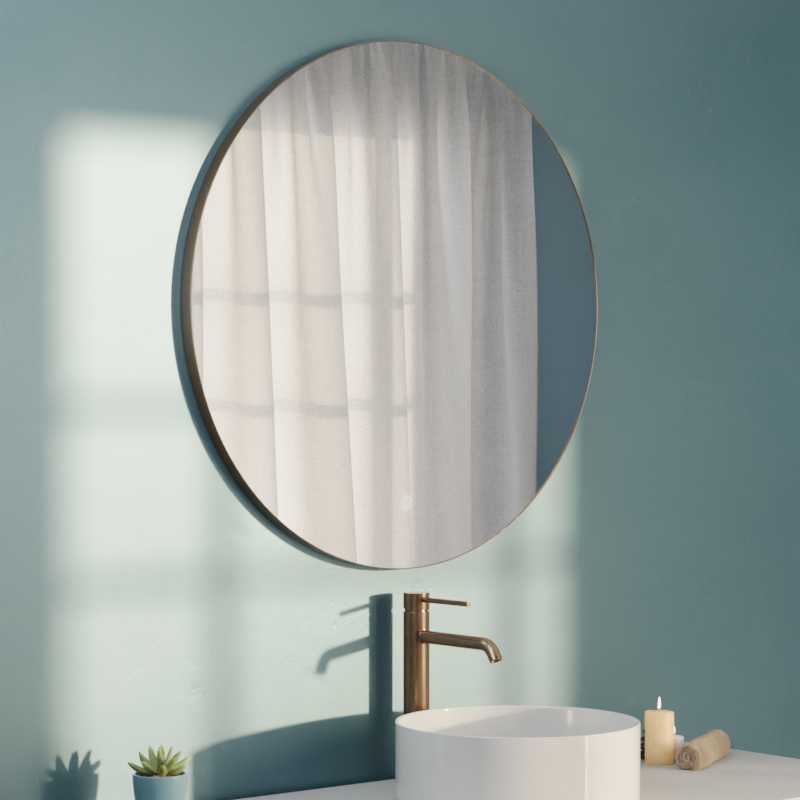 Miroir Ø80 cm rond, antibuée, Châtelet, 3 couleurs