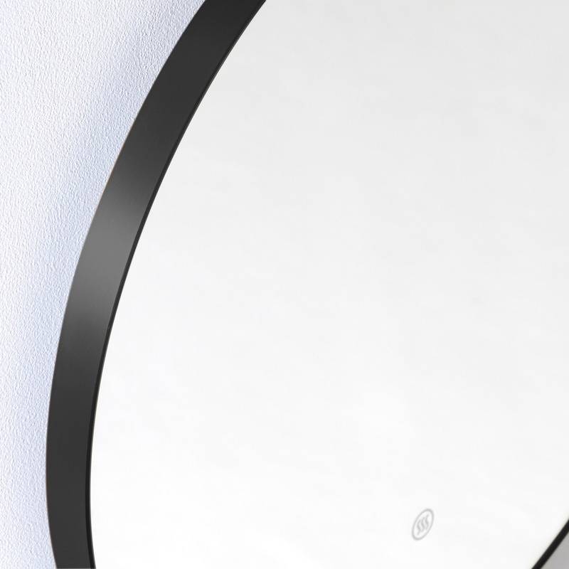 Miroir Ø80 cm rond, antibuée, cadre noir mat, Châtelet