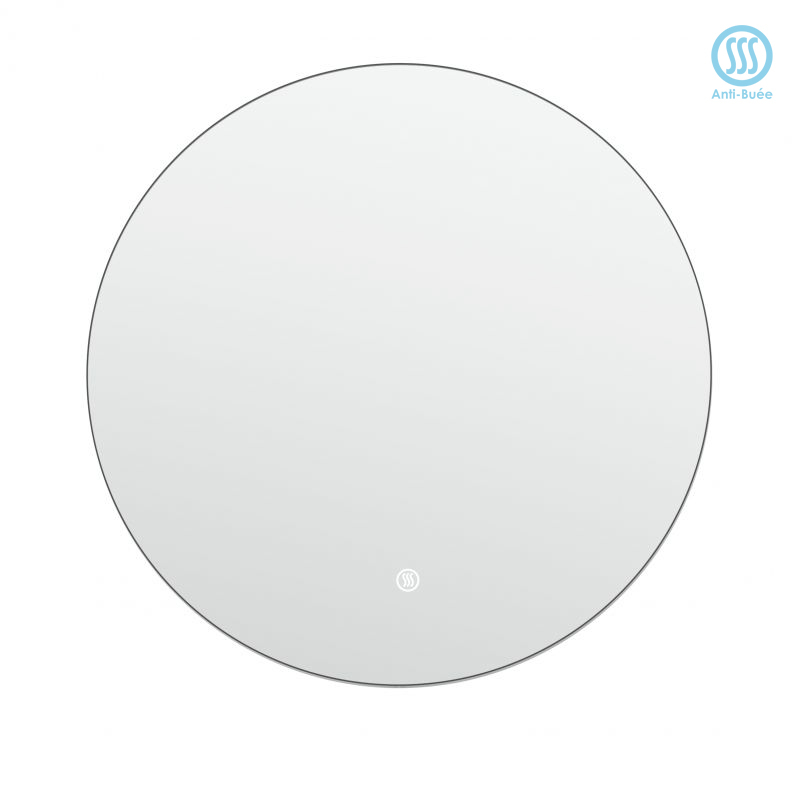 Miroir Ø80 cm rond, antibuée, cadre noir mat, Châtelet