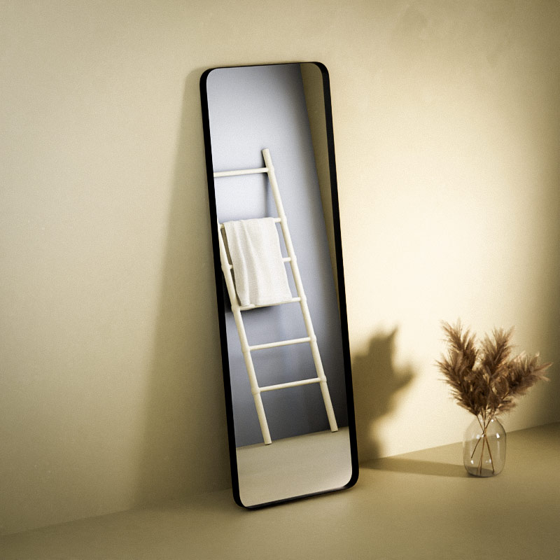 Miroir à poser l.150 x H.50 cm en métal noir mat, Frame