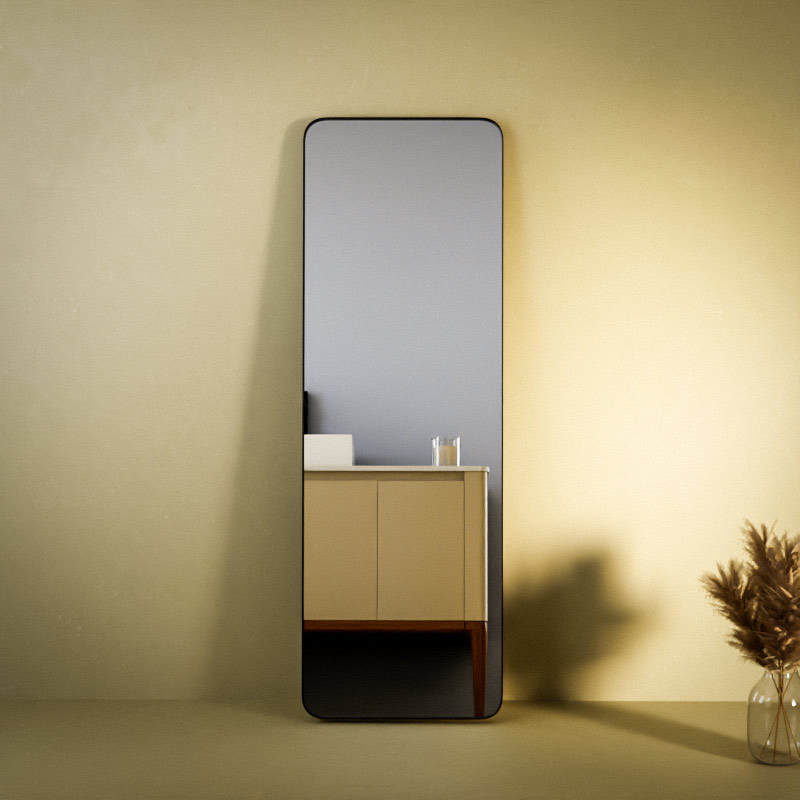 Miroir à poser l.150 x H.50 cm en métal noir mat, Frame